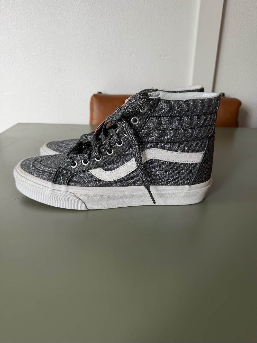 Vans High-Top Glitter Sneakers - Black & White